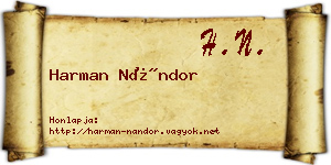 Harman Nándor névjegykártya